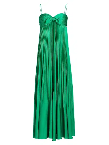 Ungaro Women's Shay Plissé Bow-Accented Gown - Peacock - Size 12 | Thumbnail 1