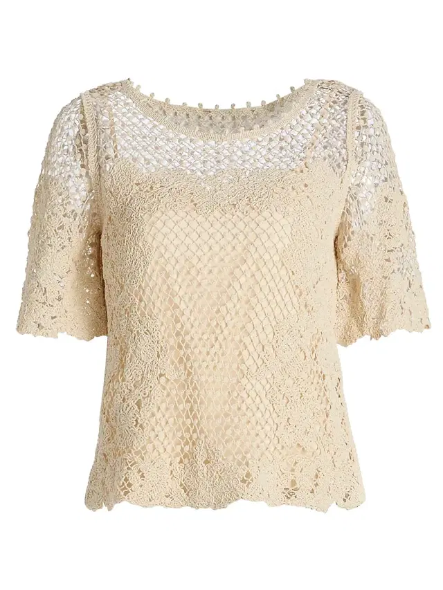Kobi Halperin Women's Magnolia Crochet Blouse - Ecru
