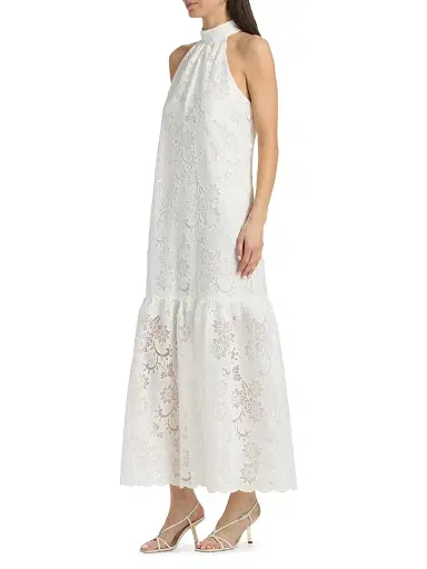 Ungaro Women's Meadow Floral Lace Halter Maxi Dress | Thumbnail 4