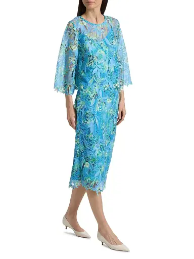 Ungaro Women's Harlow Printed Lace Midi-Skirt - Azure Multi - Size 12 | Thumbnail 2 Ungaro Women's Harlow Printed Lace Midi-Skirt - Azure Multi - Size 12 | Thumbnail 2