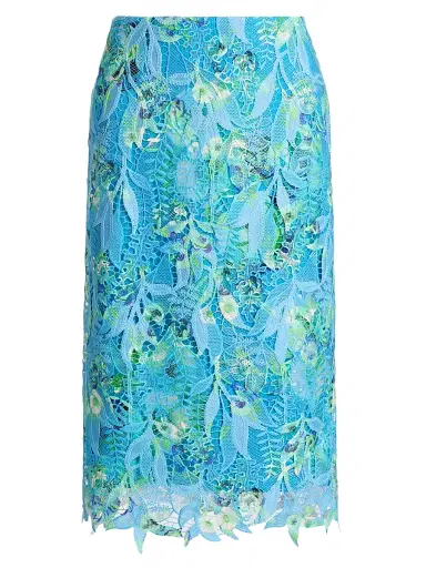Ungaro Women's Harlow Printed Lace Midi-Skirt - Azure Multi - Size 12 | Thumbnail 1 Ungaro Women's Harlow Printed Lace Midi-Skirt - Azure Multi - Size 12 | Thumbnail 1
