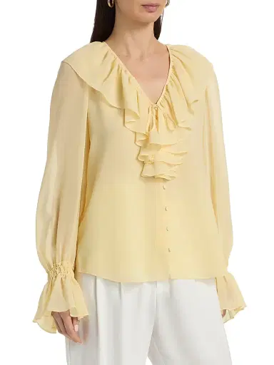 Kobi Halperin Women's Joslyn Ruffled Chiffon Blouse | Thumbnail 4