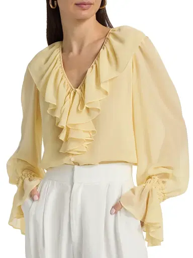 Kobi Halperin Women's Joslyn Ruffled Chiffon Blouse | Thumbnail 6