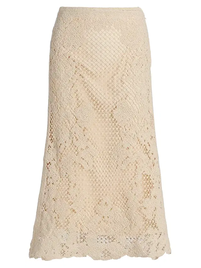 Kobi Halperin Women's Lainey Crochet Midi-Skirt - Ecru