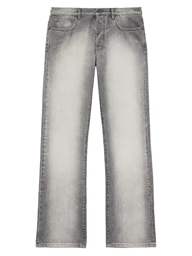 Men's Diagonal Embroidery Slim Relaxed-Fit Jeans - Sun Faded Grey