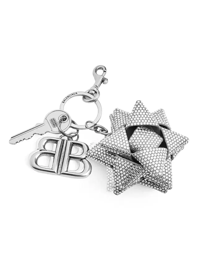 Men's Charm Keychain Gifting Bow - Crystal
