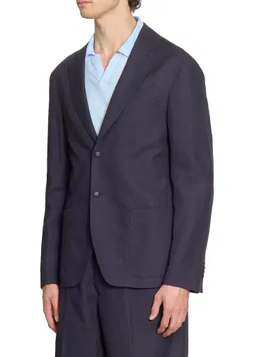 OFFICINE GÉNÉRALE Men's Michel Piedye Single-Breasted Blazer - Navy Ink - Size 46 | Thumbnail 4 OFFICINE GÉNÉRALE Men's Michel Piedye Single-Breasted Blazer - Navy Ink - Size 46 | Thumbnail 4