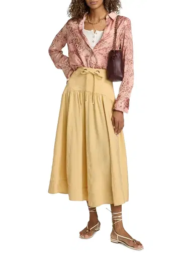 Ba&sh Women's Cornelia Snakeskin-Print Shirt - Rose - Size Large | Thumbnail 2