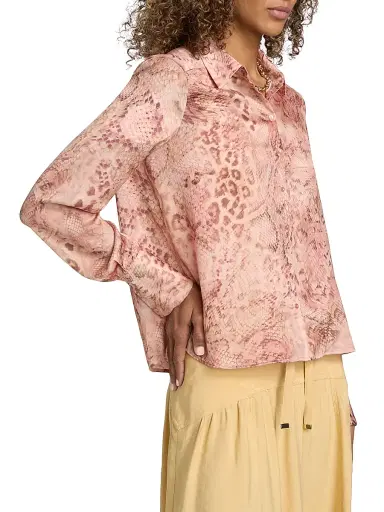 Ba&sh Women's Cornelia Snakeskin-Print Shirt - Rose - Size Large | Thumbnail 4