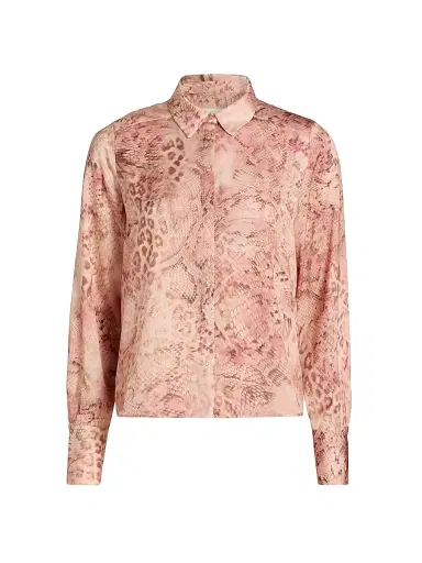 Ba&sh Women's Cornelia Snakeskin-Print Shirt - Rose - Size Large | Thumbnail 1