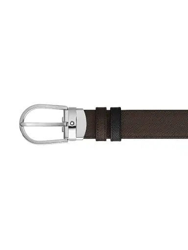 Montblanc Men's Horseshoe Reversible Leather Belt - Black | Thumbnail 3 Montblanc Men's Horseshoe Reversible Leather Belt - Black | Thumbnail 3