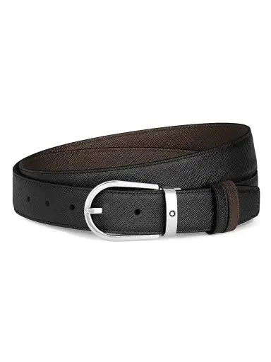 Montblanc Men's Horseshoe Reversible Leather Belt - Black | Thumbnail 1 Montblanc Men's Horseshoe Reversible Leather Belt - Black | Thumbnail 1