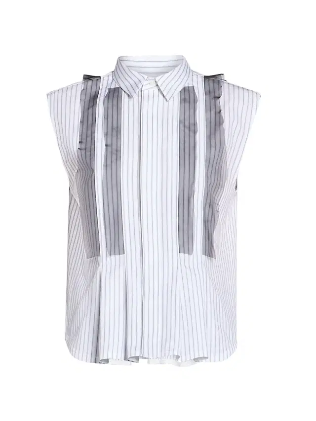 sacai Women's Striped Poplin Ruffle Blouse - Off White Stripe