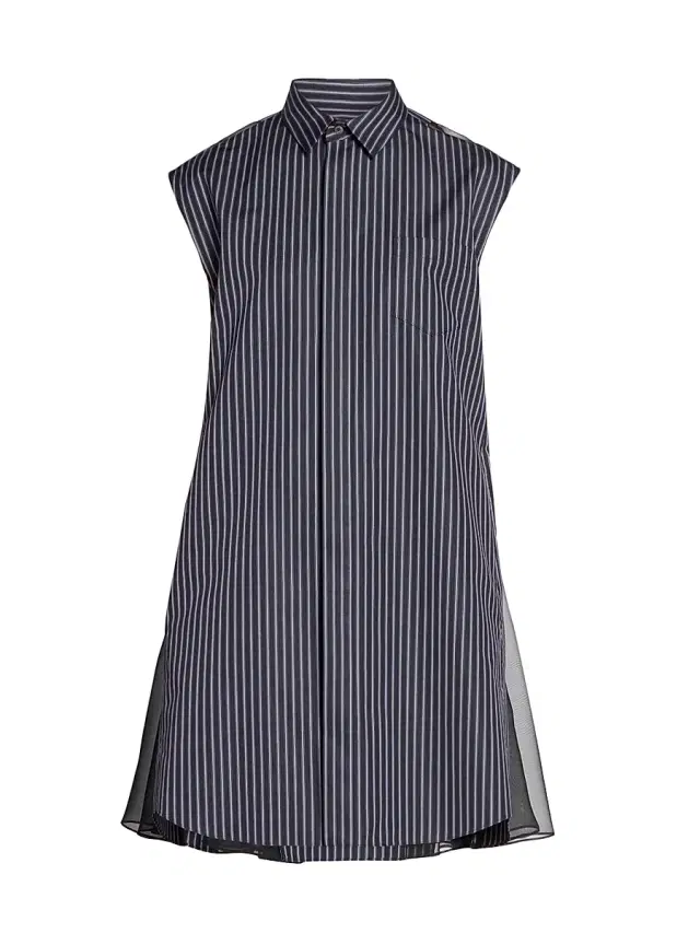 sacai Women's Pinstripe Poplin Shift Shirtdress - Navy Stripe