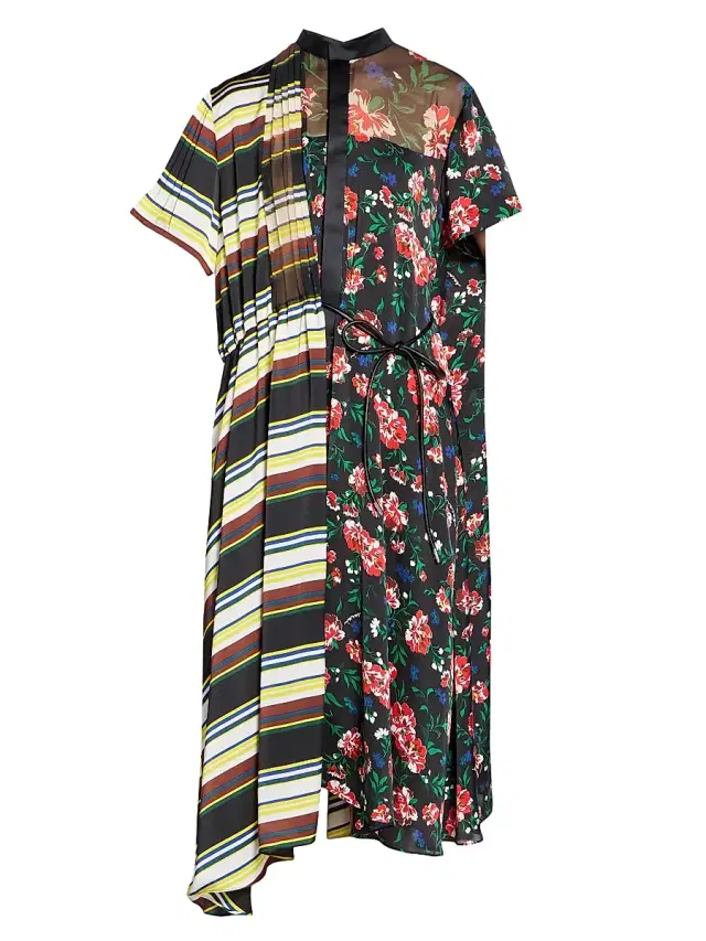 sacai Women's Pattern Mix Shirtdress - Black Multi