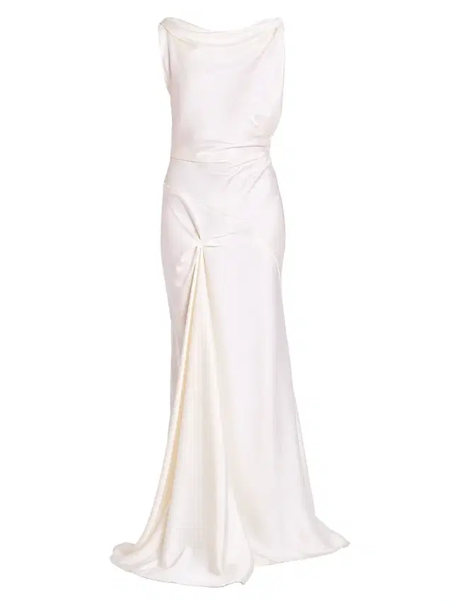 Women's Satin Asymmetric Drape Gown -