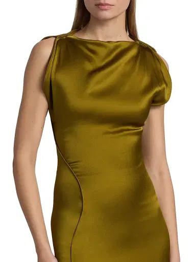 Victoria Beckham Women's Satin Cord Split Side Gown - Moss - Size 2 | Thumbnail 6