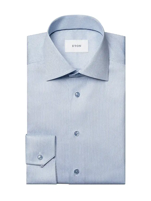 Men's Striped Twill Contemporary-Fit Shirt - Blue