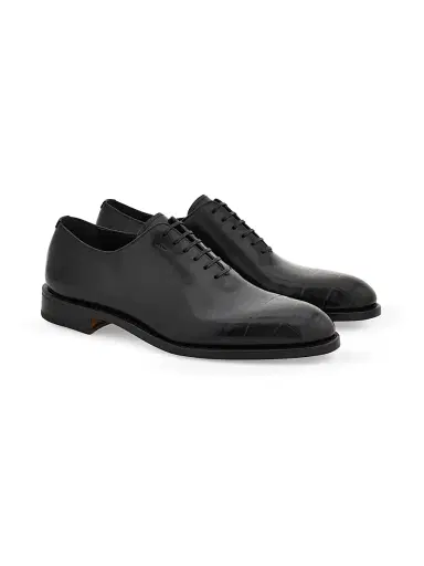 Ferragamo Men's Angiolo Croc-Embossed Leather Oxfords | Thumbnail 2 Ferragamo Men's Angiolo Croc-Embossed Leather Oxfords | Thumbnail 2