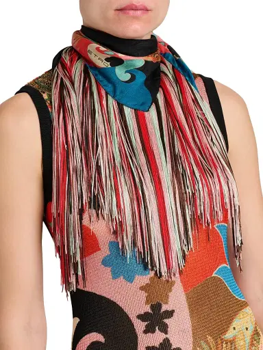 Etro Women's Fringed Paisley Scarf - Black Multi | Thumbnail 3 Etro Women's Fringed Paisley Scarf - Black Multi | Thumbnail 3