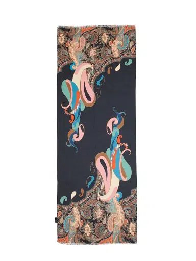 Etro Women's Boheme Paisley Printed Scarf - Printed Black Base | Thumbnail 1 Etro Women's Boheme Paisley Printed Scarf - Printed Black Base | Thumbnail 1