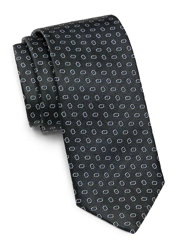 Emporio Armani Men's Medallion Jacquard Silk Tie - Grigio Chiaro