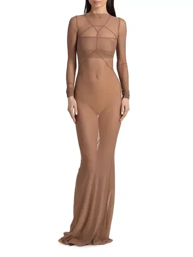 Rick Owens Women's Temple Collage Sheer Seamed Gown | Thumbnail 3 Rick Owens Women's Temple Collage Sheer Seamed Gown | Thumbnail 3