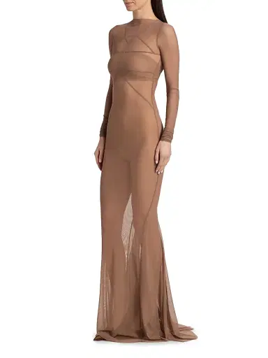 Rick Owens Women's Temple Collage Sheer Seamed Gown | Thumbnail 4 Rick Owens Women's Temple Collage Sheer Seamed Gown | Thumbnail 4