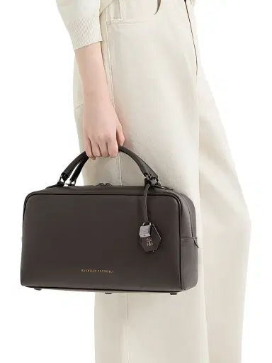 Brunello Cucinelli Women's Explorer Boston Top Handle Bag in Glossy Nappa Leather - Rust Brown | Thumbnail 2 Brunello Cucinelli Women's Explorer Boston Top Handle Bag in Glossy Nappa Leather - Rust Brown | Thumbnail 2