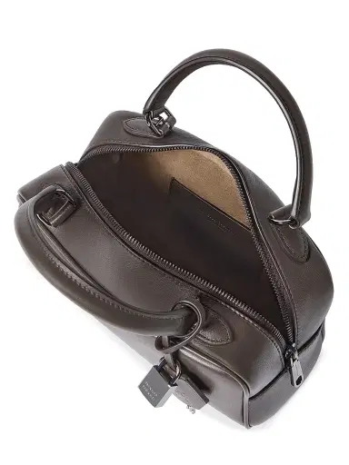 Brunello Cucinelli Women's Explorer Small Boston Top Handle Bag in Glossy Nappa Leather - Rust Brown | Thumbnail 5