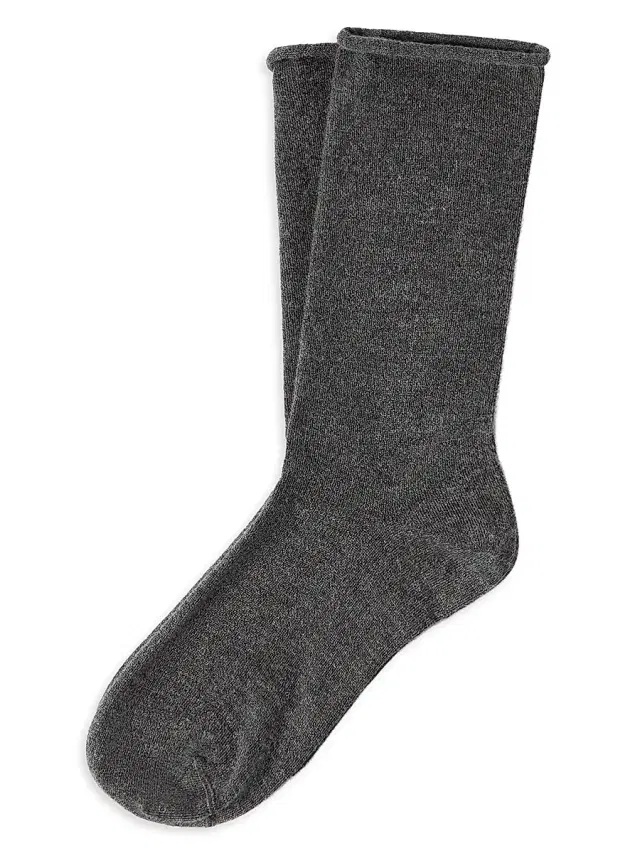 Brunello Cucinelli Women's Stretch Cashmere Knit Socks - Anthracite
