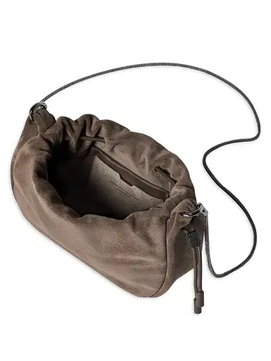 Brunello Cucinelli Women's Mellow Mini Bucket Bag in Suede with Precious Chain | Thumbnail 5 Brunello Cucinelli Women's Mellow Mini Bucket Bag in Suede with Precious Chain | Thumbnail 5