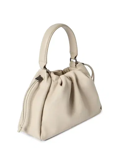 Brunello Cucinelli Women's Mellow Small Bucket Bag in Soft Leather with Monili | Thumbnail 4 Brunello Cucinelli Women's Mellow Small Bucket Bag in Soft Leather with Monili | Thumbnail 4