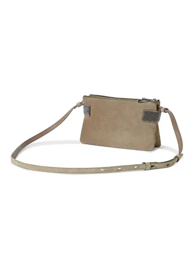 Brunello Cucinelli Women's Essence Mini Shoulder Bag in Suede with Precious Bands | Thumbnail 4 Brunello Cucinelli Women's Essence Mini Shoulder Bag in Suede with Precious Bands | Thumbnail 4