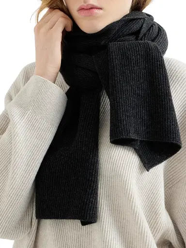 Brunello Cucinelli Women's Cashmere English Rib Knit Scarf - Lignite | Thumbnail 5