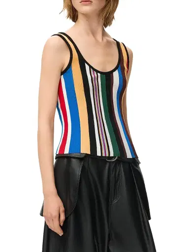 Loewe Women's Striped Scoopneck Tank - Red Multi - Size Large | Thumbnail 3