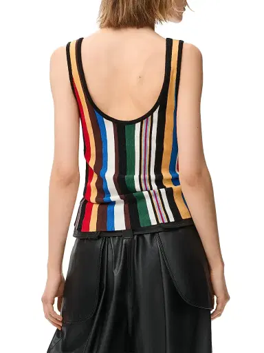 Loewe Women's Striped Scoopneck Tank - Red Multi - Size Large | Thumbnail 4