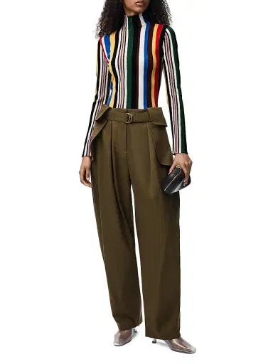 Loewe Women's Striped Slim Zip-Front Top - Red Multi - Size Large | Thumbnail 2 Loewe Women's Striped Slim Zip-Front Top - Red Multi - Size Large | Thumbnail 2