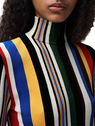 Loewe Women's Striped Slim Zip-Front Top - Red Multi - Size Large | Thumbnail 5 Loewe Women's Striped Slim Zip-Front Top - Red Multi - Size Large | Thumbnail 5