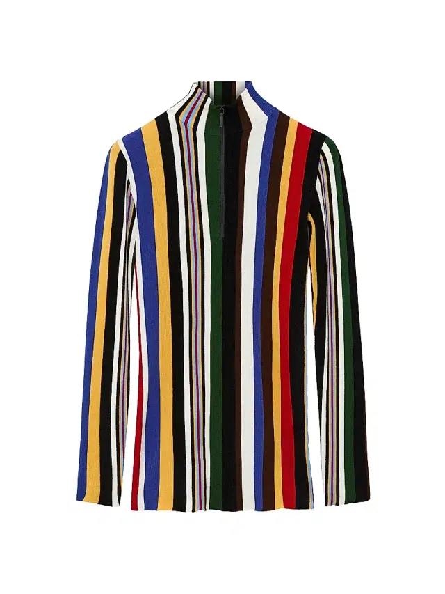 Women's Striped Slim Zip-Front Top - Red Multi