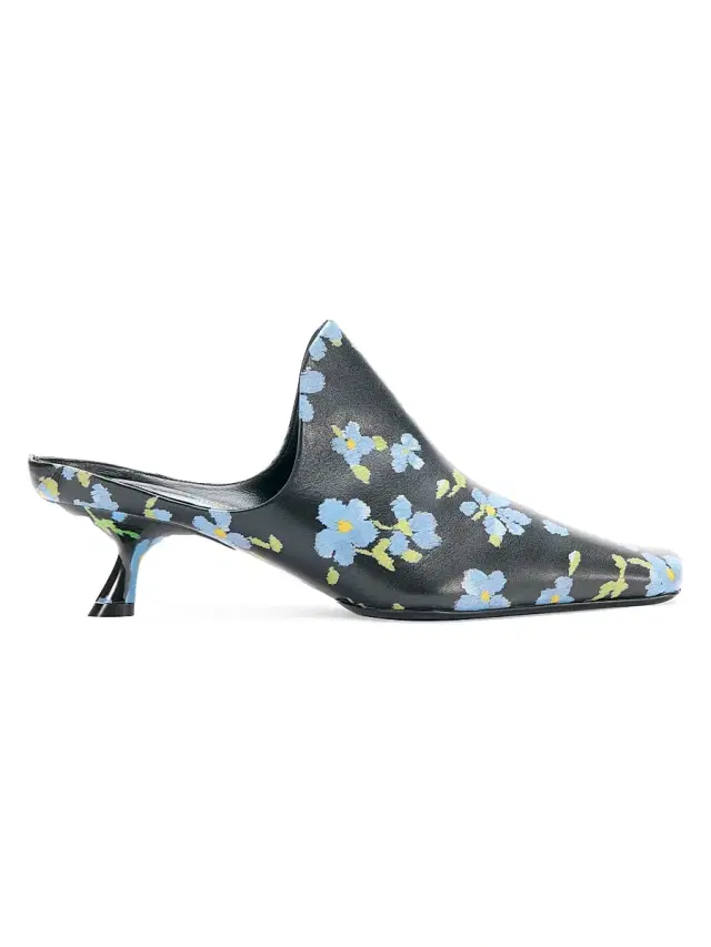 LOEWE Women's Emily 45MM Floral Leather Mules - Black Blue
