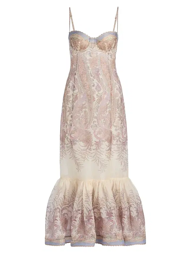 Women's Alchemy Floral Paisley Linen-Silk Gown - Cream Paisley