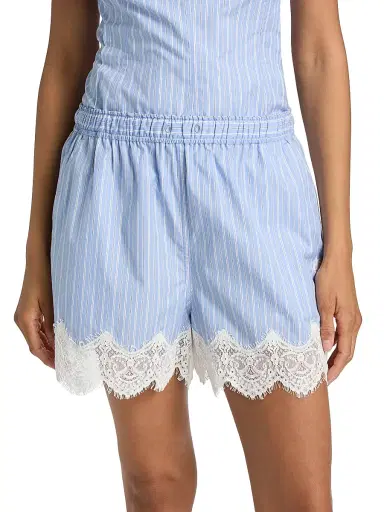 Simkhai Women's Contrast Lace-Trim Poplin Boxer Shorts | Thumbnail 3 Simkhai Women's Contrast Lace-Trim Poplin Boxer Shorts | Thumbnail 3