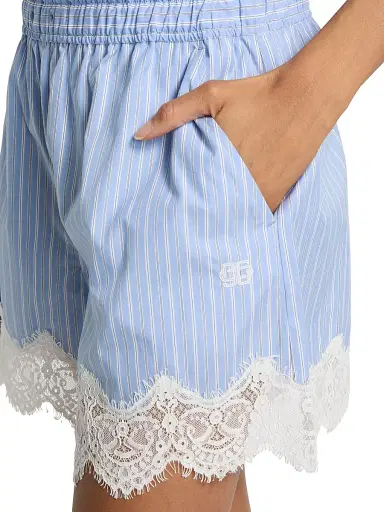 Simkhai Women's Contrast Lace-Trim Poplin Boxer Shorts | Thumbnail 6 Simkhai Women's Contrast Lace-Trim Poplin Boxer Shorts | Thumbnail 6
