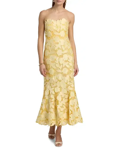 Simkhai Women's Valletta Strapless Midi-Dress - Buttercream Multi - Size 0 | Thumbnail 2