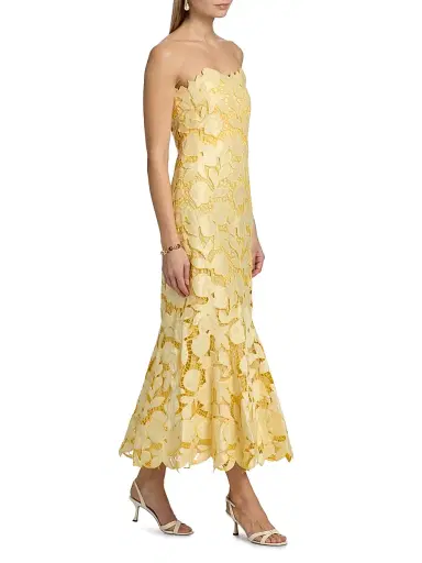 Simkhai Women's Valletta Strapless Midi-Dress - Buttercream Multi - Size 0 | Thumbnail 4