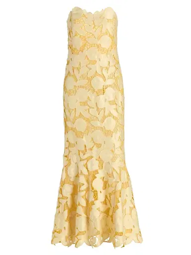 Simkhai Women's Valletta Strapless Midi-Dress - Buttercream Multi - Size 0 | Thumbnail 1
