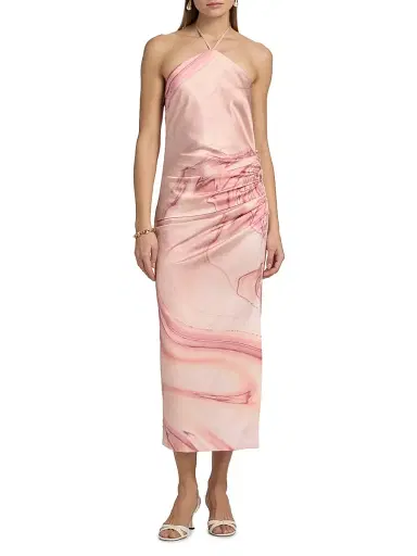 Simkhai Women's Hansel Printed Halterneck Maxi Dress - Tulip Marble Print - Size 0 | Thumbnail 3