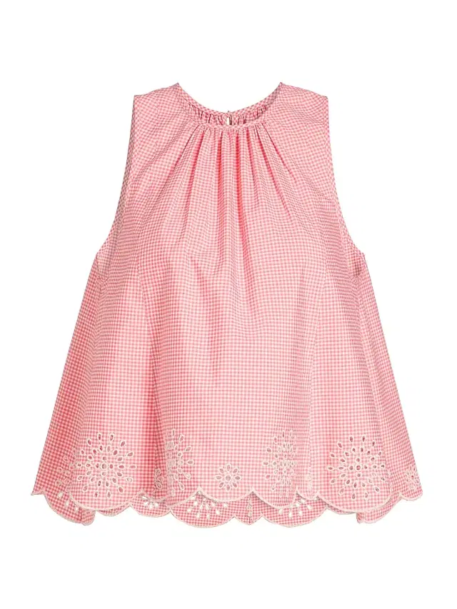 Cinq à Sept Women's Jessa Gingham Eyelet Cotton-Blend Top - Sunset Blush
