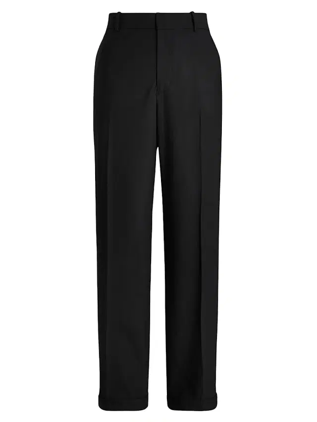 Polo Ralph Lauren Women's Wool Faille Straight-Leg Trousers - Black